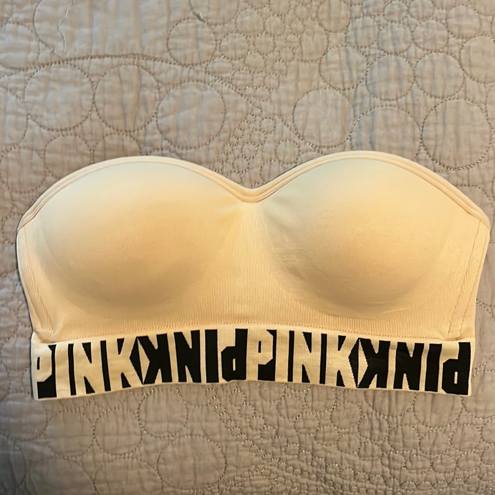 Pink strapless bra